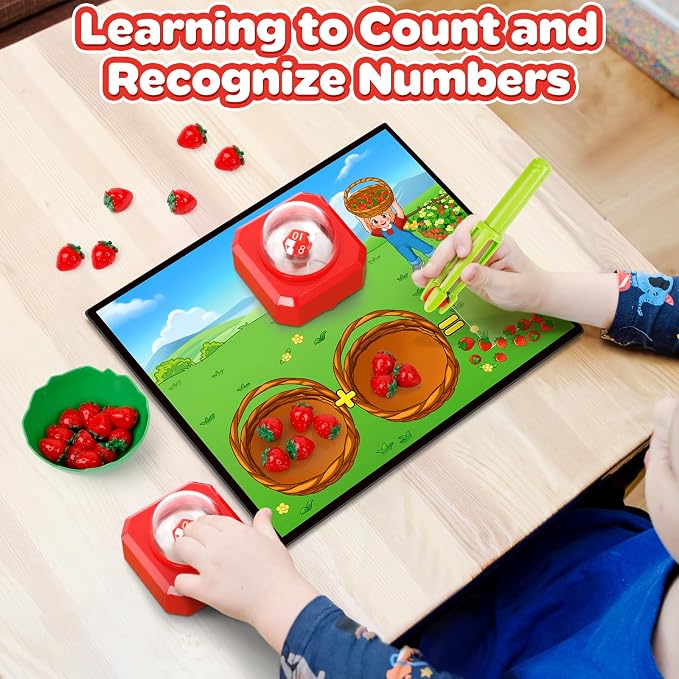Math Board Games for Kids with Dice Poppers, Math Manipulatives Kindergarten Preschool Math Games Counters Toys, Addition and Subtraction Dice Games Homeschool Supplies Classroom Must Haves