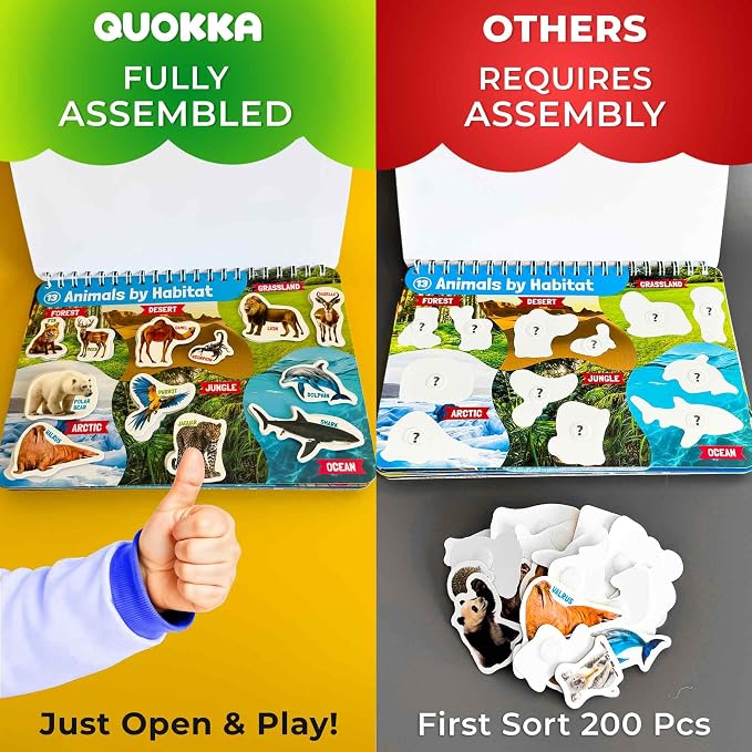QUOKKA Montessori Busy Book for Ages 4-8 - Pre K Toddler Learning Activities for Homeschooling - My Preschool Busy Book for Toddlers 3-5 - 15 Kids Educational Animal Activities