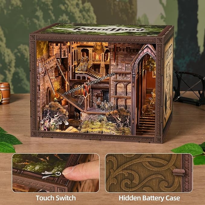 MiniCity Book Nook Kit, DIY Miniature Dollhouse Kit 3D Puzzles for Adults Tiny House Mini Home Craft Bookshelf Nook Puzzle Book Decor Gifts for Teenagers Book Lovers (Robin Hood)