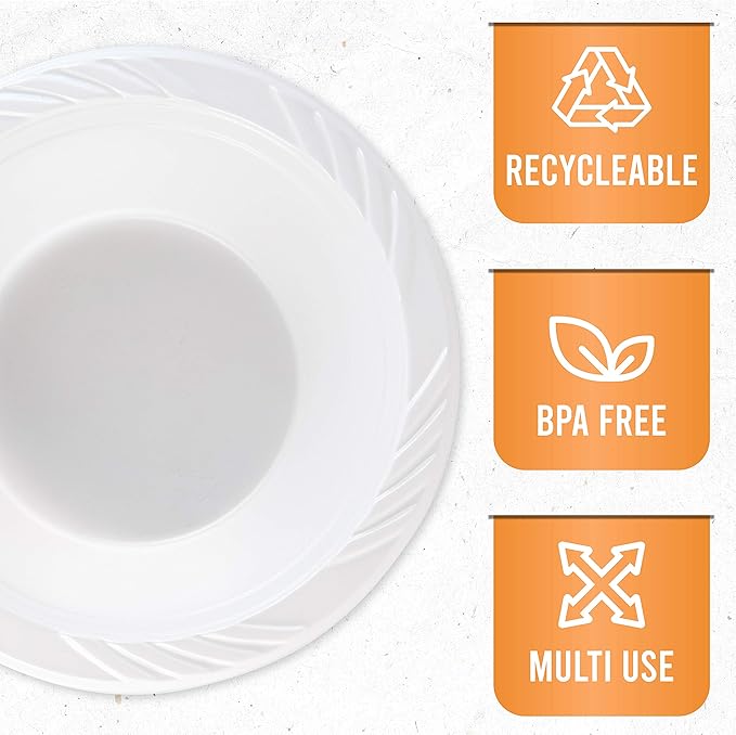 PLASTICPRO 400 Count Disposable 12 ounce White Plastic Soup Bowls