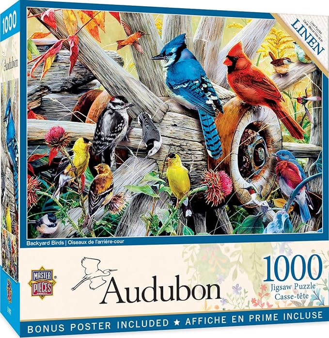 MasterPieces 1000 Piece Jigsaw Puzzle for Adults, Family, Or Youth - Backyard Birds - 19.25"x26.75"