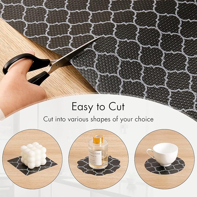 Cooyes Shelf Liner for Kitchen Cabinets – Non-Adhesive Waterproof Drawer Liner – Durable EVA Material Easy-to-Cut Shelf Paper for Refrigerator, Cupboard, Dresser with Modern Pattern