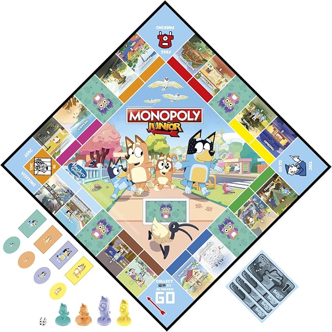 Hasbro Gaming Monopoly Junior Bluey Edition Board Game | Kids Play as Bluey, Bingo, Mum & Dad for Girls & Boys | Ages 5+ (Amazon Exclusive)