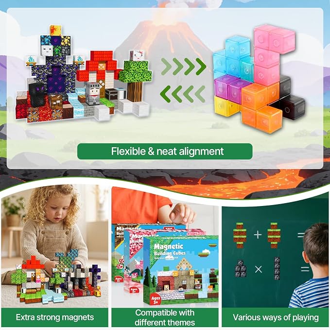 100PCS Magnetic Blocks Building Toys for Kids - 0.8in Magnet Cubes Portal Theme Toddler Toys, STEM Preschool Educational Sensory Construction Set, Birthday Gifts for Boys Girls Age 3-8