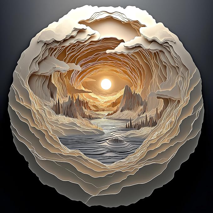3D Visual Art Puzzles for Adults 500 Pieces Cave Dawn Jigsaw Puzzles for Adults Beautiful Landscape Puzzles 500 Pieces Challenging Family Puzzle
