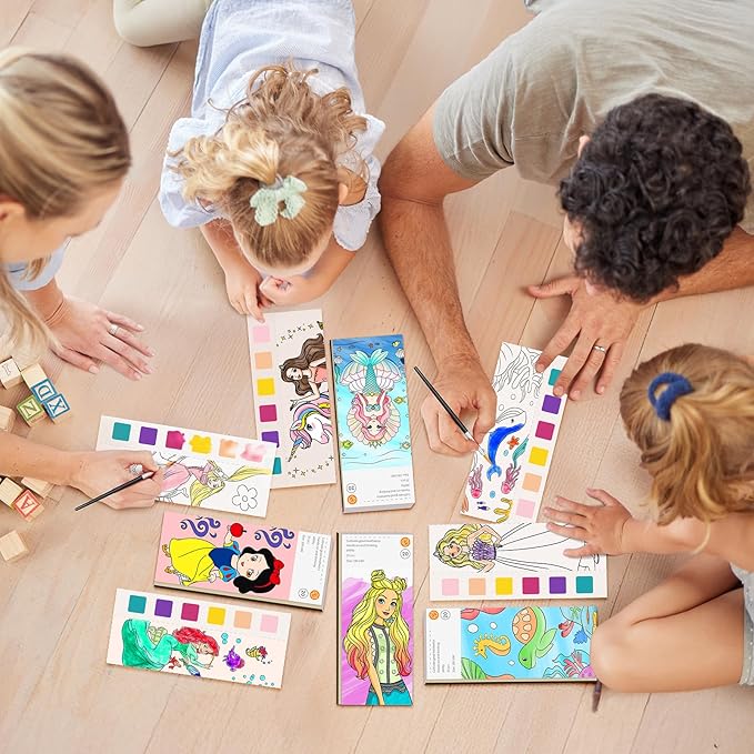ZHOC Paint with Water Coloring Books for Kids, Pocket Mess Free Watercolor Painting Sets for Kids Ages 3 4 5 6 7 8+, Water Color Paint Set Arts and Crafts Gift for Boys Girls, Mermaid