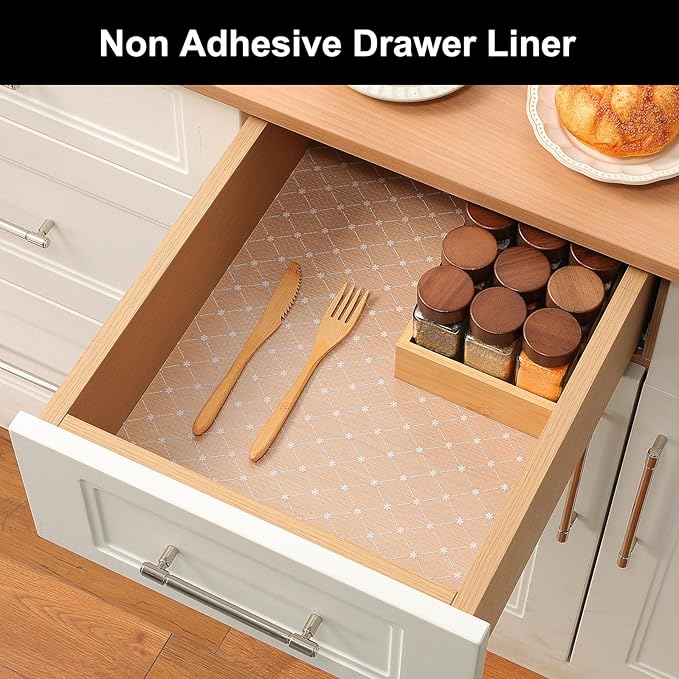 Cooyes Shelf Liner – Premium Non-Adhesive Cabinet & Drawer Liner for Kitchen – Waterproof Shelf Paper with Modern Pattern – Durable EVA Cabinet Mat – Easy to Cut （12" W x 360" L）