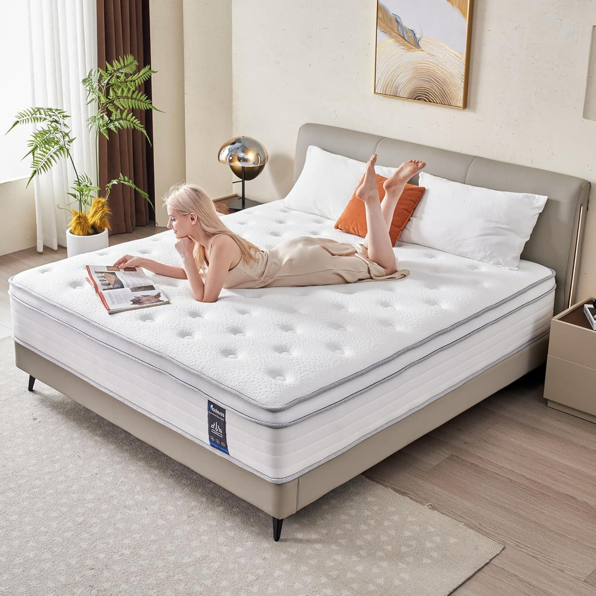 Queen Mattress, 12 Inch Hybrid Mattress in a Box, Memory Foam and Individual Pocket Springs, Soft and Breathable, Soft Feel
