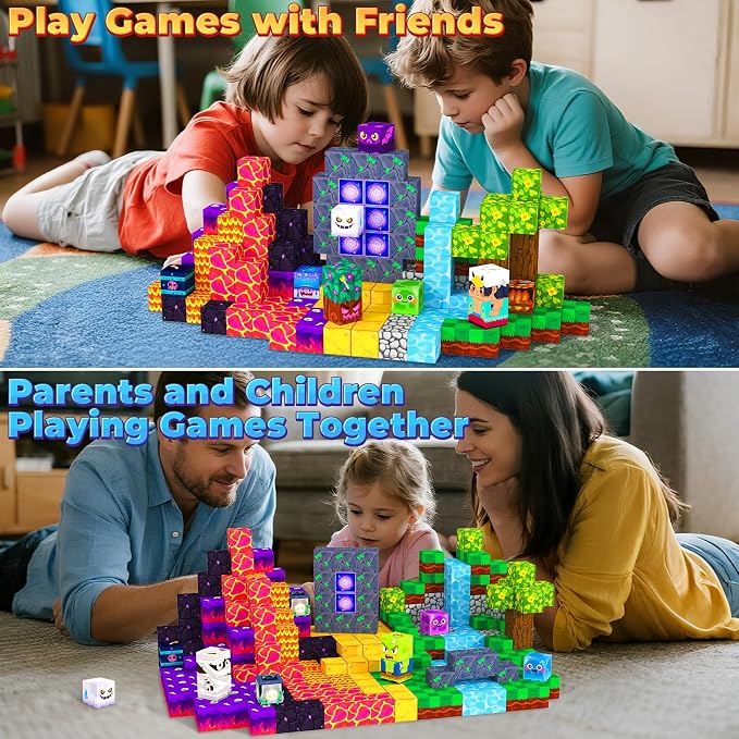 Magnetic Blocks Games Building Toys for 3-16 Year Old Boys Girls, Toddler Kids Magnetic Cubes Tiles Sensory Montessori Education Learning Travel Toys Ages 3+ Halloween Birthday Party Favors Gifts