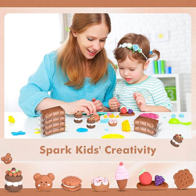 VioraWhite 40 Pcs 21oz Air Dry Clay Bulk Modeling Ultra Lightweight Foam Modeling Clay for Kids Adults Magic DIY Crafts Party Arts and School Project Gifts Supplies(Light Brown)