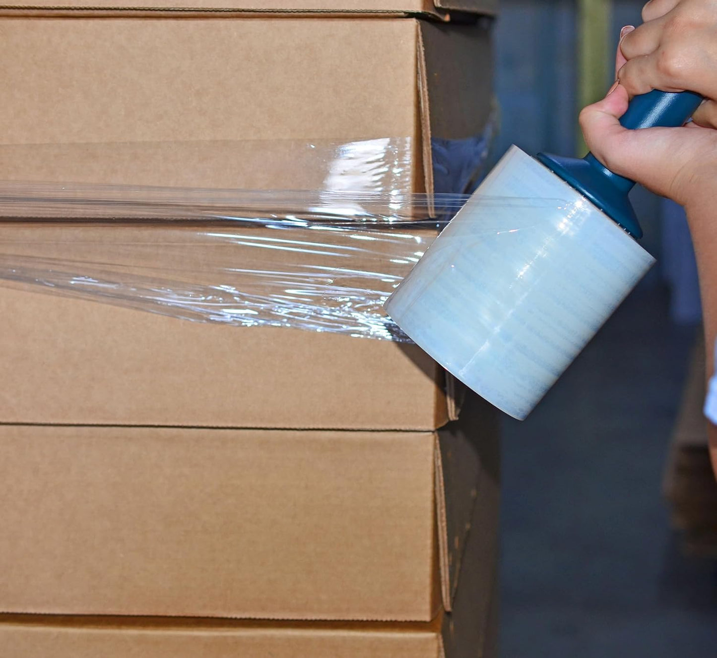 WOD SFCB80 Heavy Duty Hand Stretch Film Wrap 80 Gauge Thick with Dispenser - Clear Shrink Wrap Ideal for Moving, Packing, & Palletizing Applications: 3" in. x 1000 Ft (18-Rolls)