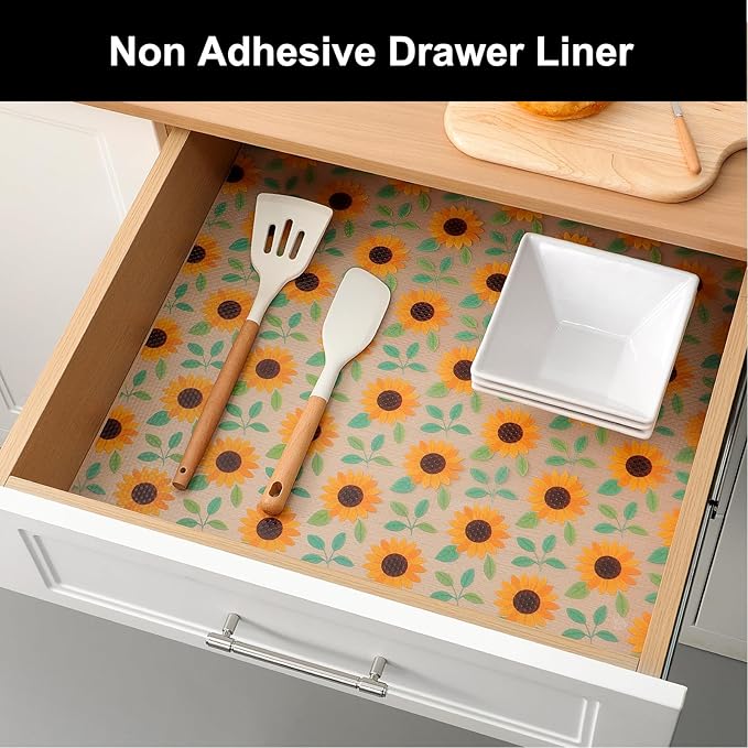 Cooyes Shelf Liner – Premium Non-Adhesive Cabinet & Drawer Liner for Kitchen – Waterproof Shelf Paper with Modern Pattern – Durable EVA Cabinet Mat – Easy to Cut （17.5" W x 78.7" L）
