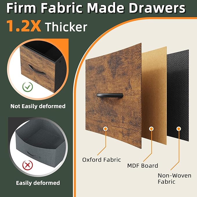 4 Drawer Lateral File Cabinet, Mobile Filing Cabinet for Large Printer, Home Office Functional Small Office Storage Cabinet & Printer Stand, Fits Letter/A4, Rustic Brown
