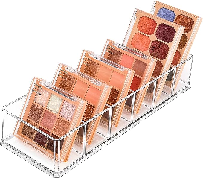 JessLab Acrylic Organizers, Bathroom Organizer for Drawer, Cosmetic Display Cases for Vanity, Countertop, Desk, Kitchen, and Makeup Storage, 6-Section