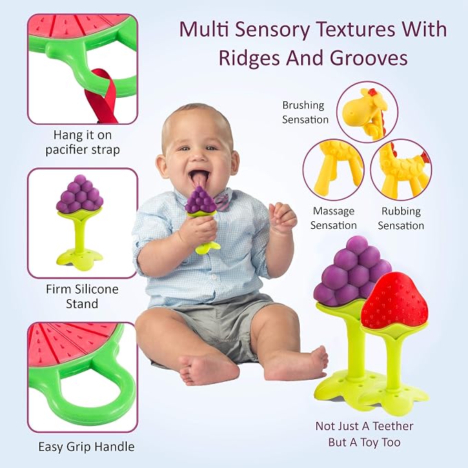 Baby Teething Toys for Newborn (5-Pack) Freezer Safe BPA Free Infant and Toddler Silicone Teethers Soothe Babies Gums, Perfect Baby Gift