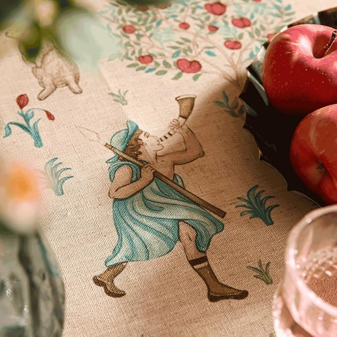 patdrea Designer Vintage Beige Tablecloth for Square Table,Italian Linen Trees Pattern Table Cloth,Decoration Cover for Kitchen Dining Christmas,Tea Party,Thanksgiving,67"x67"-Tatiana a