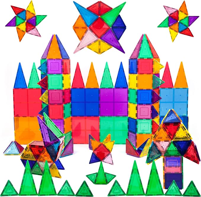 PicassoTiles Mega Building Bundle: 100PC + 60PC Magnet Tiles Construction Blocks Playsets, STEAM Learning & Educational Sensory Playset for Preschool & Kindergarten Kids Ages 3+, A Classroom Must Have