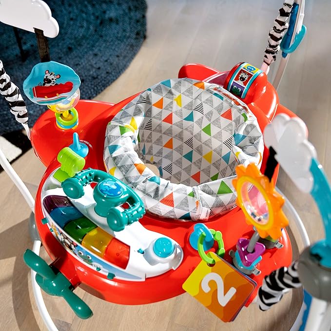 Baby Einstein Ocean Explorers Airplane Adventure 2-in-1 Interactive Baby Jumper Activity Center with Lights Ages 6 Months +, Max Weight 25 lbs., Unisex