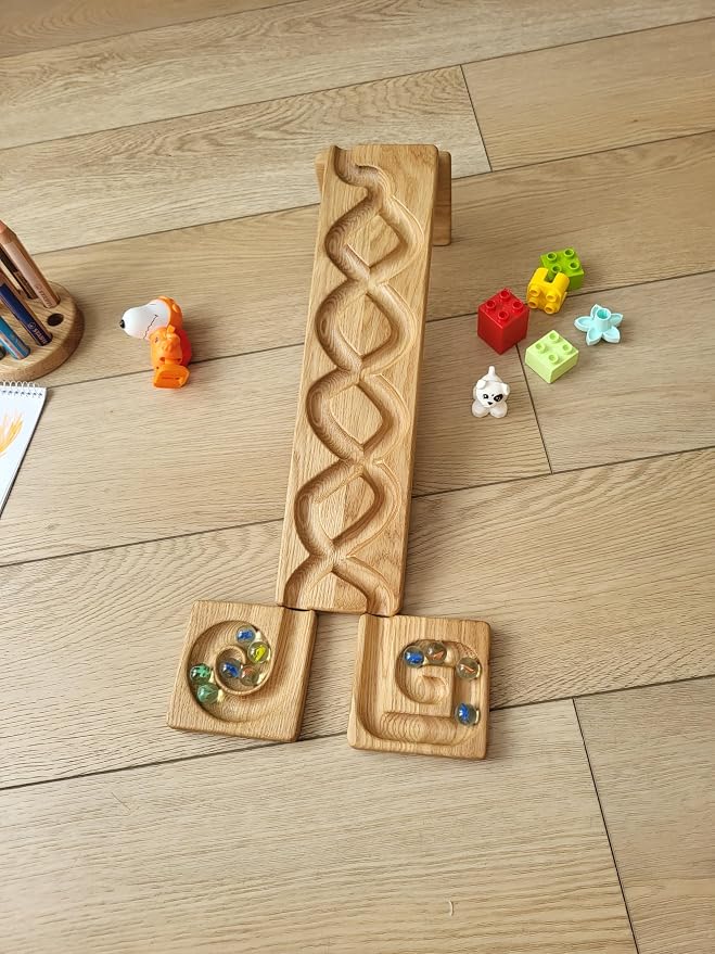 Wooden Marble Run Track – Montessori STEM Toy for Kids – Race Machine & Maze Board – Educational Wooden Roller Track Game – Whirlpool Marble Run Gift for Children