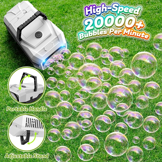 Bubble Machine for Children, Powered by USB Adapter or Battery, Suitable for Indoor & Outdoor Birthday Parties, Weddings & Outdoor Activities
