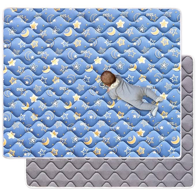 Odorless Premium Foam Baby Play Mat 47" x 47", Soft Microfiber Fabric Crawling Mat for Floor- Comfortable and Hypoallergenic, Non-Slip Cushioned Floor Playpen mat for Infants,Babies,Toddlers