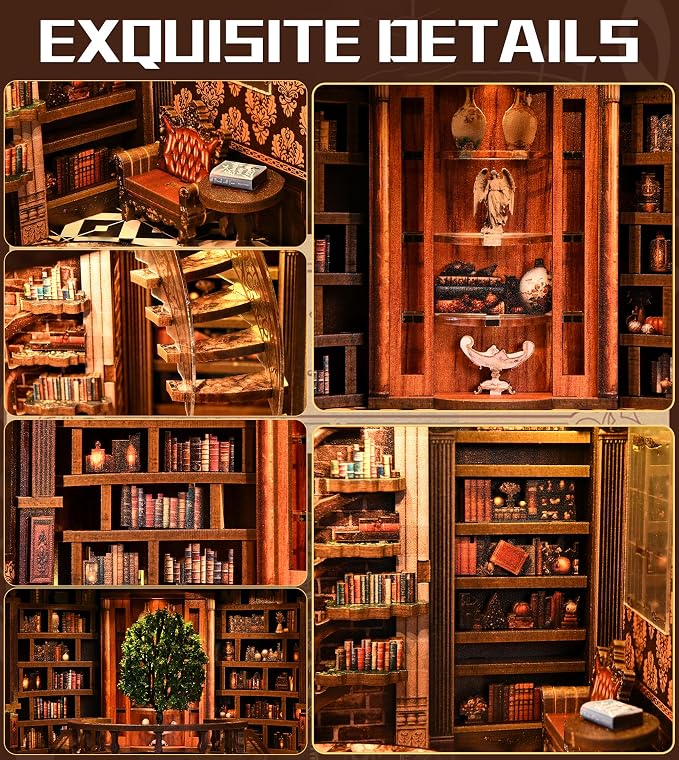 Spilay DIY Miniature House Kit for Adults, Miniature Dollhouse Building Kit | With Warm Light & Detailed Furniture, Creative DIY Craft for Bookshelf Decor, Room Decoration & Gift Giving