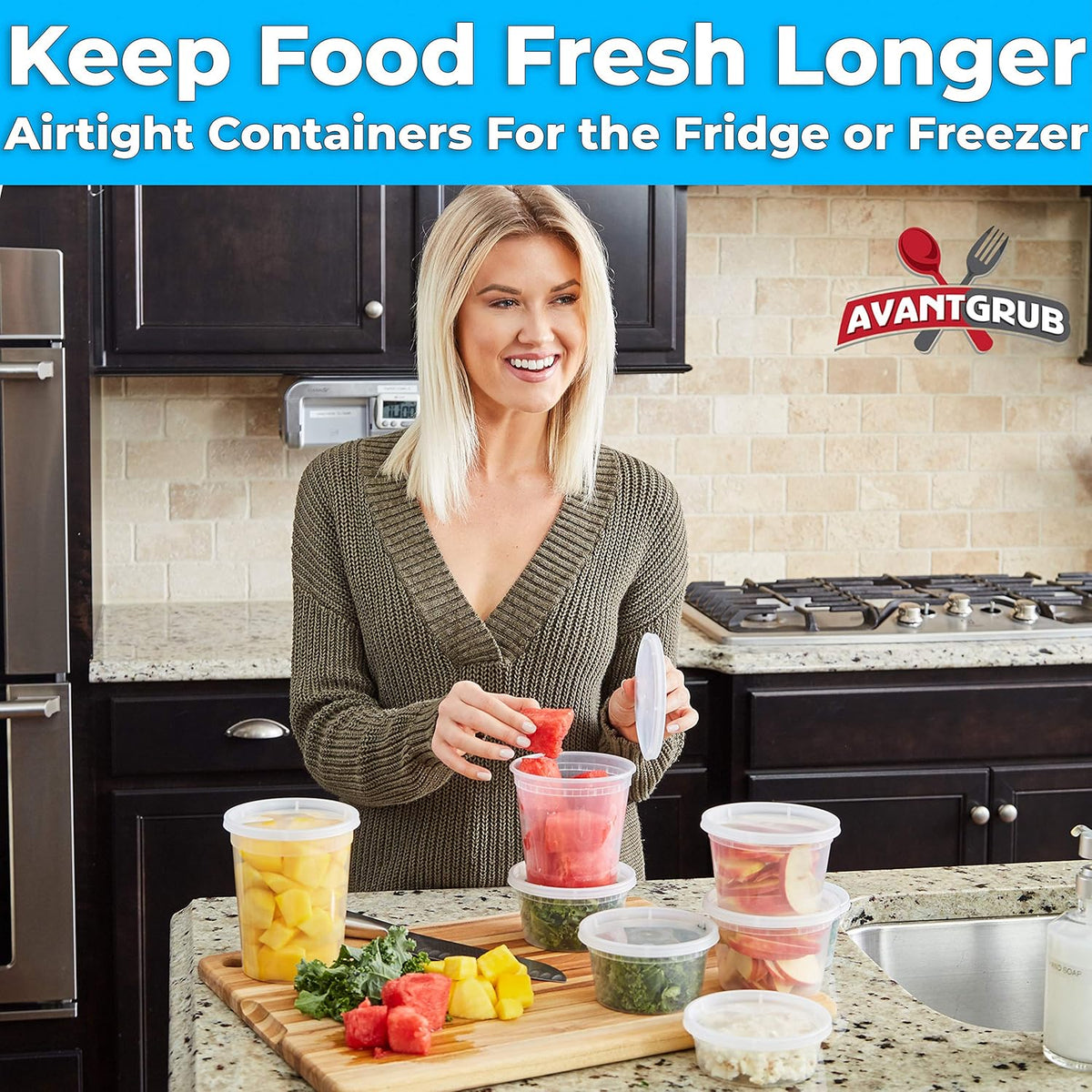 Deli-Grade BPA-Free 24oz Plastic Containers with Lids 24ct. Leakproof Microwavable Portion Container for To-Go Orders, Food Prep and Storage. Reusable Takeout Cup for Restaurant Cafe and Catering.