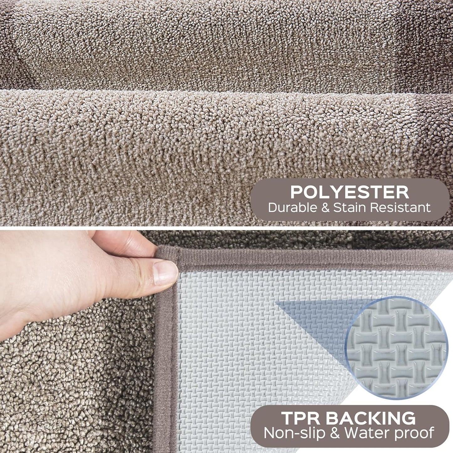 Machine Washable (24" x 36"+ 24" x 60"') Kitchen Rugs Set of 2, Non Slip Kitchen Mats for Floor, Absorbent Entrance Runner Rugs for Bedroom, Hallway, Bathroom, Door (Roll Packing)