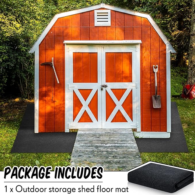 Haull Outdoor Storage Shed Floor Mat Waterproof Outdoor Carport Mat Thickened Soft Patio Furniture Pad Washable with Non Slip Backing, Storage Shed Not Included(5 x 3 ft)