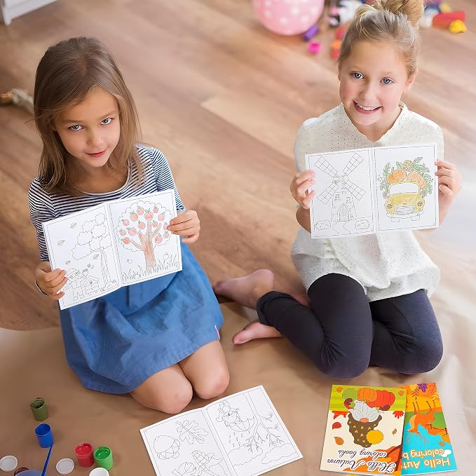 90shine 144PCS Fall Coloring Books for Kids, Thanksgiving Party Favors in Bulk Goodie Bag Stuffers Ages 3-5 4-8