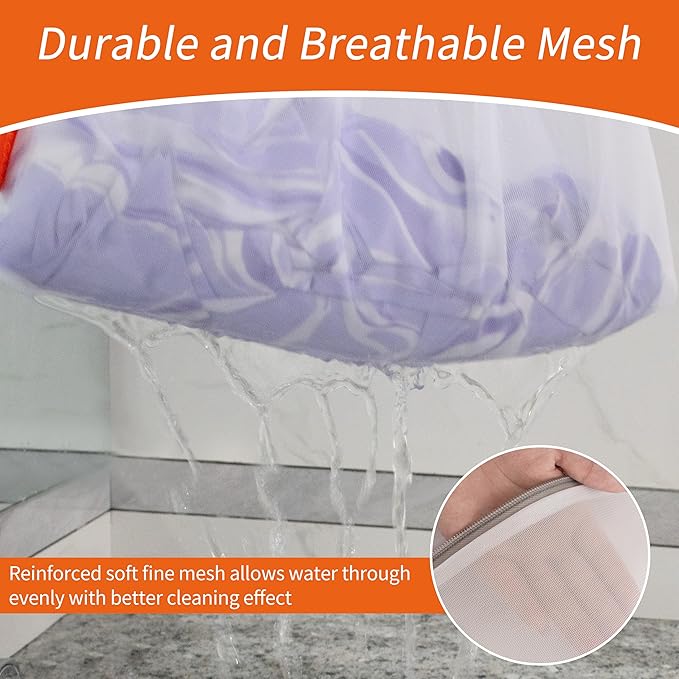Polecasa 2Pcs 24 x 24 Inches Extra Durable Fine Mesh Laundry Bags with Sturdy Zipper for Delicates, Extra Large Laundry Room Essentials for College, Dorm (2 X-Large)