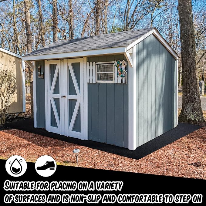 Haull Outdoor Storage Shed Floor Mat Waterproof Outdoor Carport Mat Thickened Soft Patio Furniture Pad Washable with Non Slip Backing, Storage Shed Not Included(4 x 3 ft)