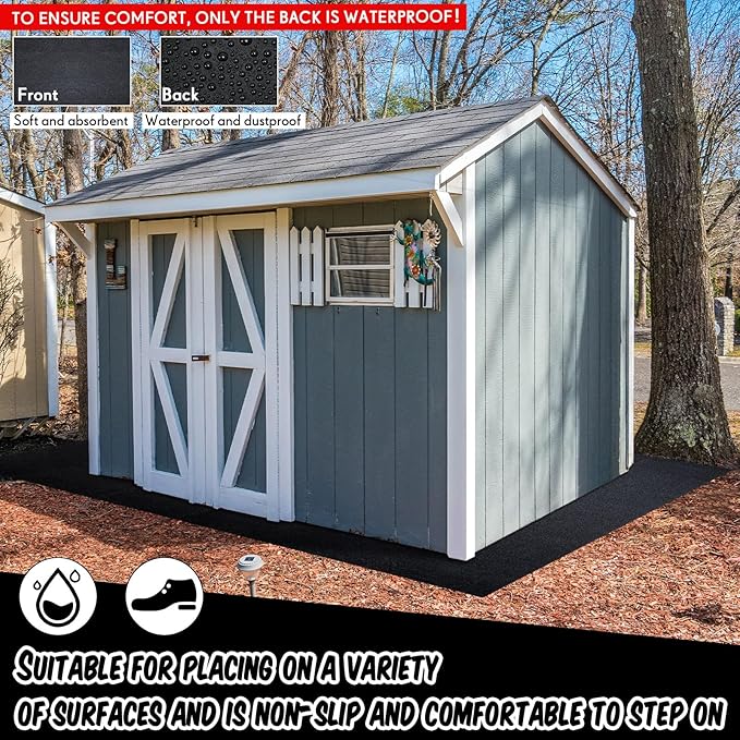 Haull Outdoor Storage Shed Floor Mat Waterproof Outdoor Carport Mat Thickened Soft Patio Furniture Pad Washable with Non Slip Backing, Storage Shed Not Included(6 x 4 ft)