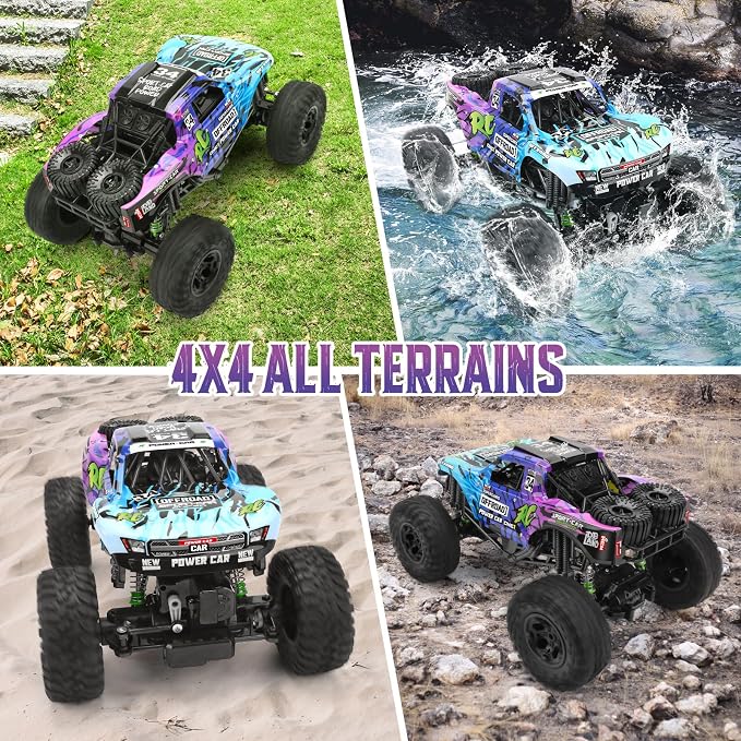 Remote Control Truck,1:12 4x4 Offroad Waterproof RC Trucks Large Amphibious Remote Control Car,Dual Motors Crawler Vehicle, Monster Toys with 2 Rechargeable Batteries, Best Gift for Kids Adults