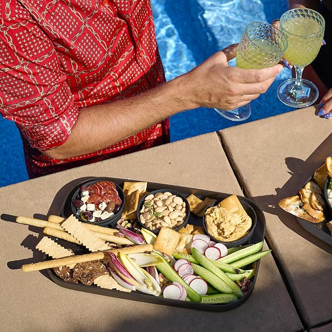 madesmart dipware 3 Bowl Serving Tray, Collapsible & Removable Dip Bowls for Charcuterie, Guacomole, Snacks, Veggies, Premium Dishwasher & Microwave Safe, Multipurpose Plate & Bowl, Olive
