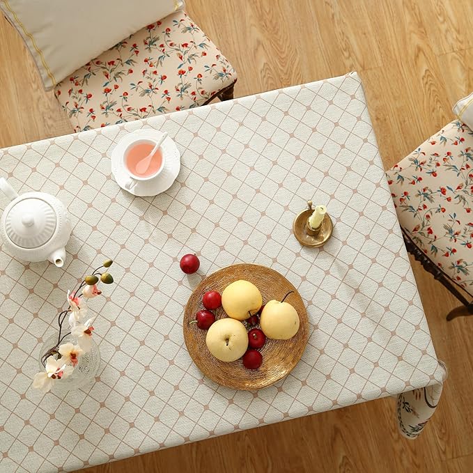 ISAENNE Designer Vintage Linen Floral Small Rectangular Tablecloth,Fall Colorful Modern Table Cloth,Anti-Wrinkle Decor Tablecloths for Dining Thanksgiving Kitchen Christmas,55"*71"-Bertina E