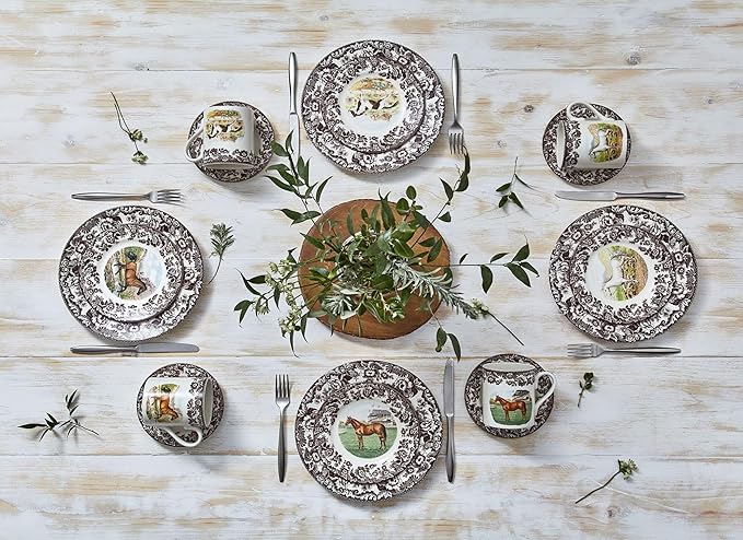 Spode Woodland Arabian Horse Dinner Plate – 10.5" Fine Earthenware Dish Featuring an Elegant Equestrian Motif – Rustic English Dinnerware, Dishwasher, Microwave & Warm Oven Safe, Made in England
