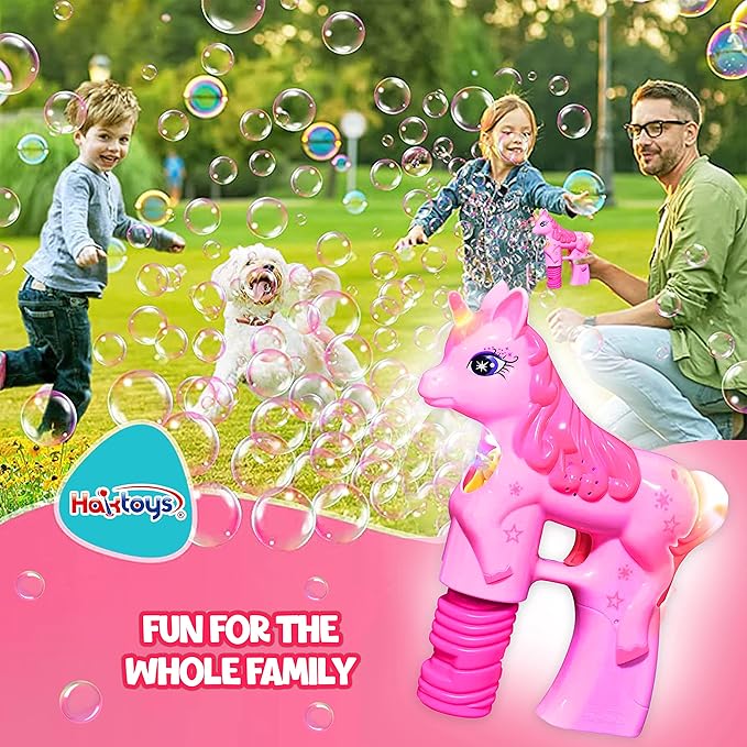 Pink & Pink Unicorn Bubble Guns for Kids – Automatic Bubble Machine Blower Toy | Cute Bubble Blaster for Toddlers, Boys & Girls | Outdoor Play, Birthday Party & Summer Fun