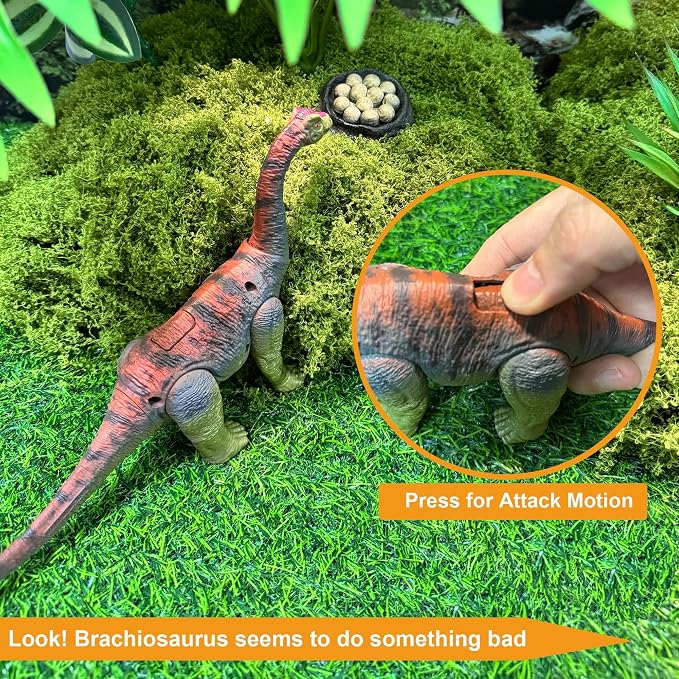 EKU Dinosaur Toys Wing Flapping Pterodactyl Toy Eudimorphodon, Head Moves Attack Brachiosaurus Styracosaurus Realistic Dino Action Figures for Kids 3-12 Boys Girls Jurassic World Toys