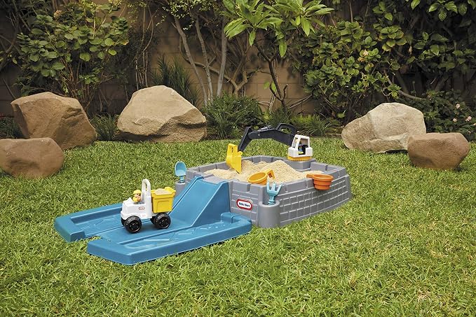 Little Tikes Dirt Diggers Excavator Sandbox for Kids, Including lid and Play Sand Accessories,Multicolor