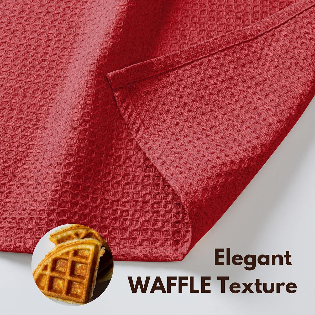 Native Fab Cotton Kitchen Towel with Hanging Loop 16x26 inches, 4-Pack, Waffle Weave Kitchen Towels for Cleaning Drying, Washcloths Soft & Absorbent Cloth Rags, Bar Towel, Dish Cloth, Red