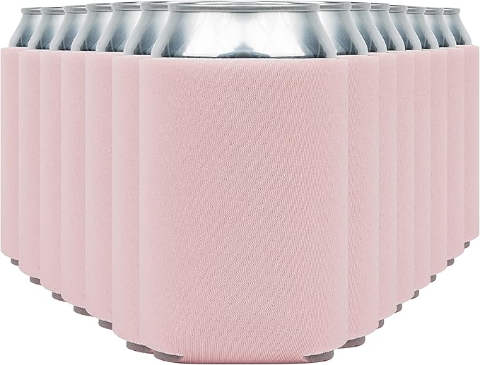 Blank Beer Can Cooler Sleeves (60-Pack) Soft Insulated Beer Can Coolies - HTV Friendly Blank Koolies in Bulk for Beer Cans & Bottles - Coolie Blanks for Vinyl Projects & Wedding Favors (Blush)
