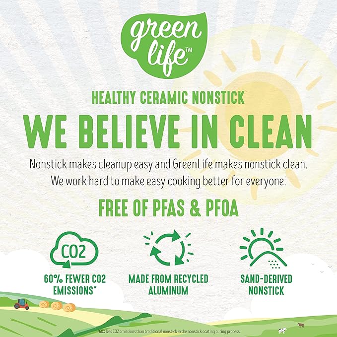 GreenLife 16.5” x 12” Healthy Ceramic Nonstick Roasting Pan with Stainless Steel Roaster Rack, PFAS-Free, PFOA-Free, Dishwasher Safe, Oven Safe, Easy Pouring Rims, Turquoise
