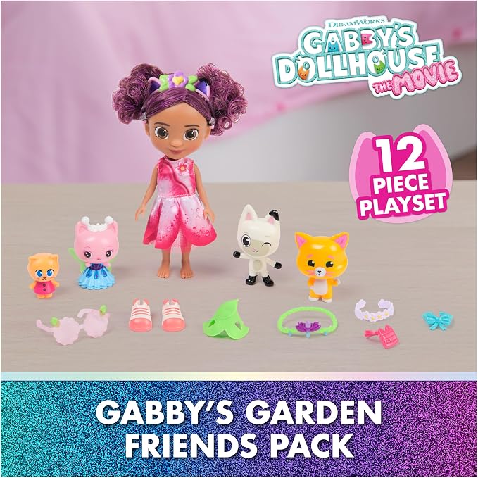 Gabby's Dollhouse: The Movie, Gabby's Garden Friends Pack with 6-Inch Gabby Doll, 4 Toy Figures & Accessories, Kids Toys for Girls & Boys Ages 3 and Up