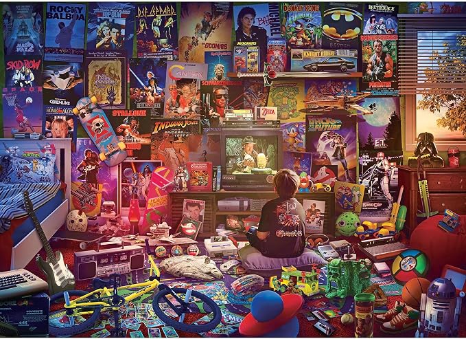 an Afternoon in The 80s Retro 1000-Piece Jigsaw Puzzle by Rachid Lotf | Brain Teaser Activity for Kids and Adults | 28 x 20 Inches