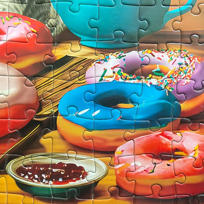 300 Piece Puzzles for Kids Boys Girls Ages 6-8 8-10 10-12 - Jigsaw Puzzles for Adults - Kitchen Kittens and Donuts