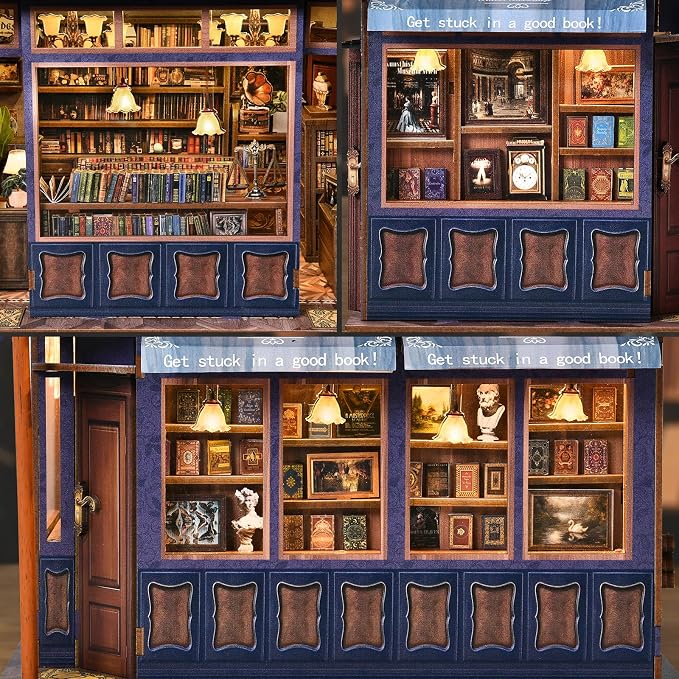 DIY Miniature House Kit, Dollhouse Fantastic Book Store for Adults to Build, Birthday/Christmas Day Gift for Family and Friends, Prefab Tiny Home with LED Lights,The Notting Hill Stories