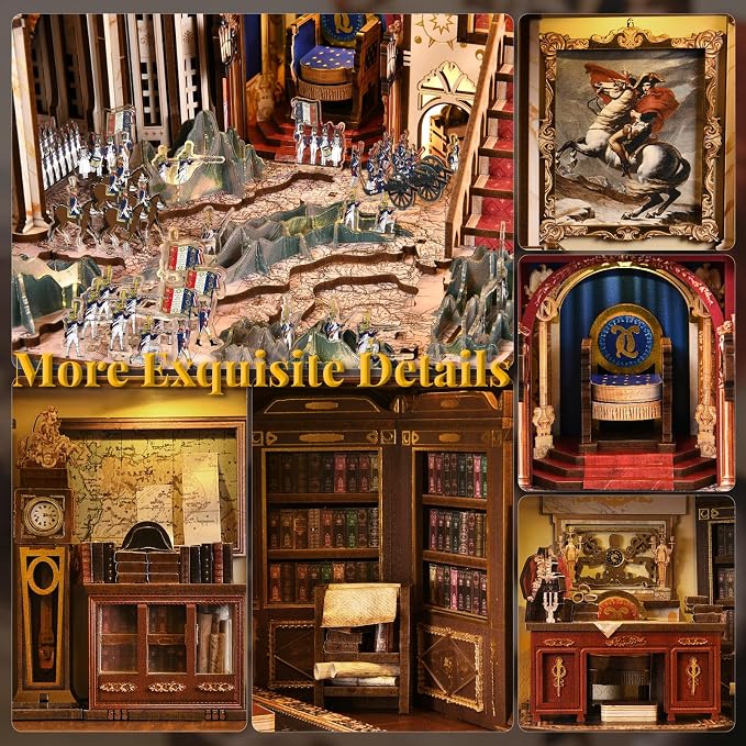 CCCDF Book Nook Kit - 3D Wooden Puzzle for Adults, Teens, DIY Miniature Dollhouse Kit Booknook Tiny House Bookshelf Decor, Gifts for Family, Friends (Napoleon)