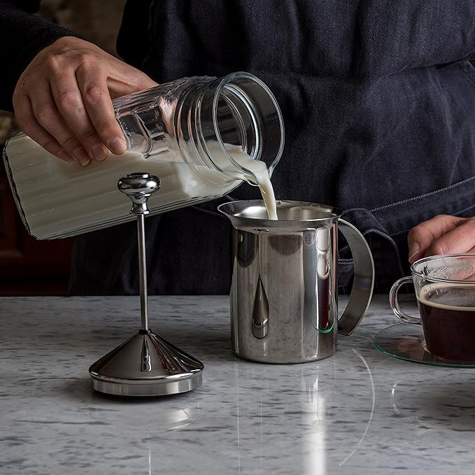 Bellemain Milk Frother Handheld, Thick, Creamy Milk Foam Maker, Warm & Cold Milk Foamer | Stainless Steel Hand Held Frother for Coffee, Latte, Cappuccino, Frappe, Matcha, Hot Chocolate, 14 oz.