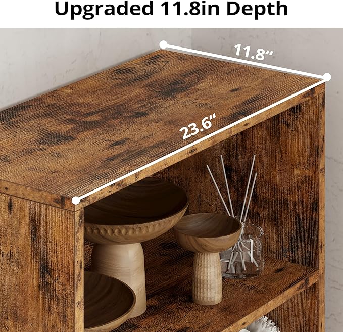 IRONCK Industrial Bookshelves and Bookcases with Doors 11.8 in Depth Floor Standing 5 Shelf Display Storage Shelves Bookcase Home Decor Furniture for Home, Office, Living Room, Bedroom